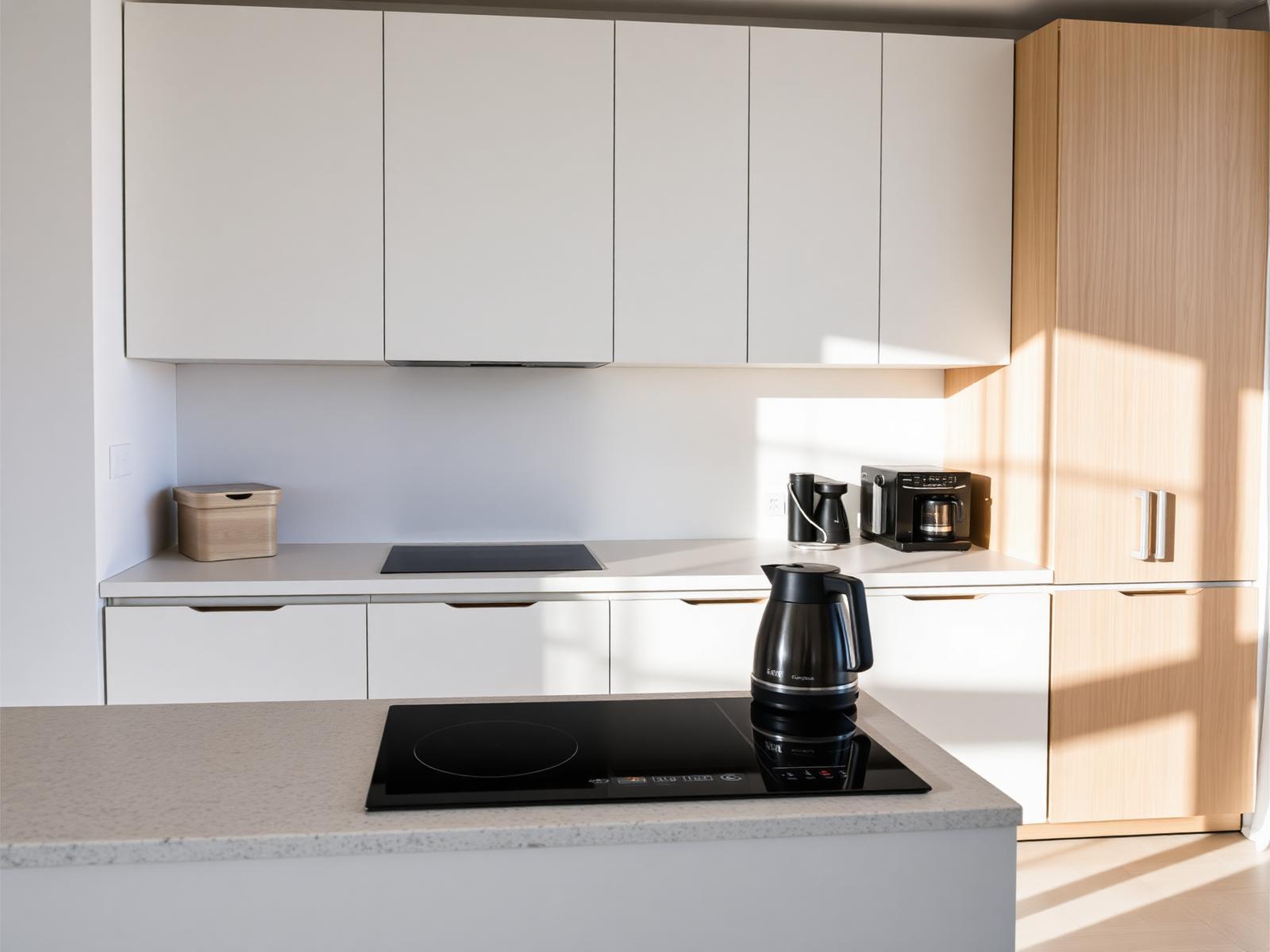 Kitchen, finished and staged