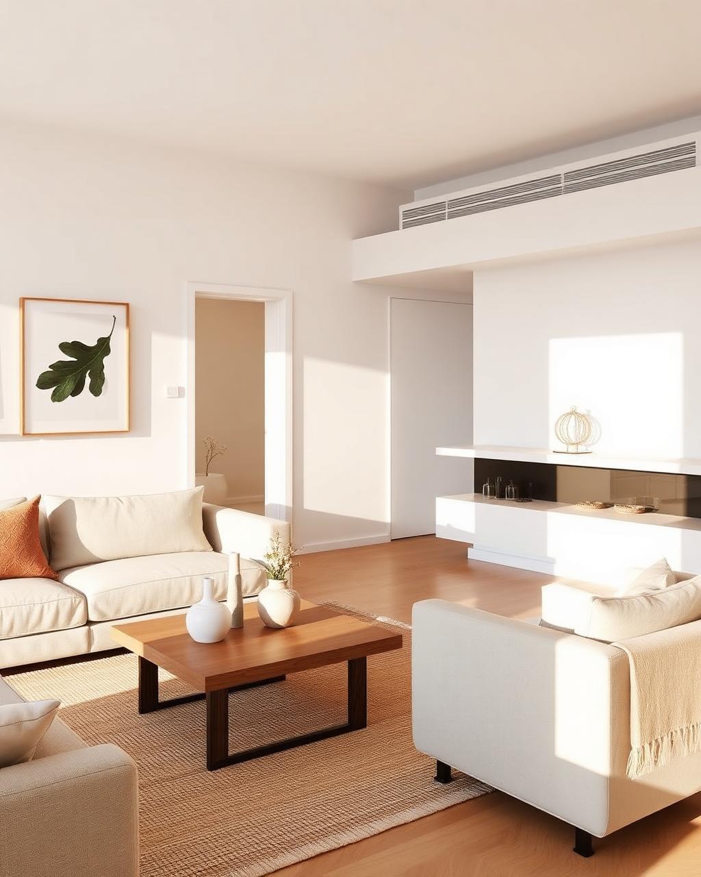 A realistically styled, premium-feeling apartment living room