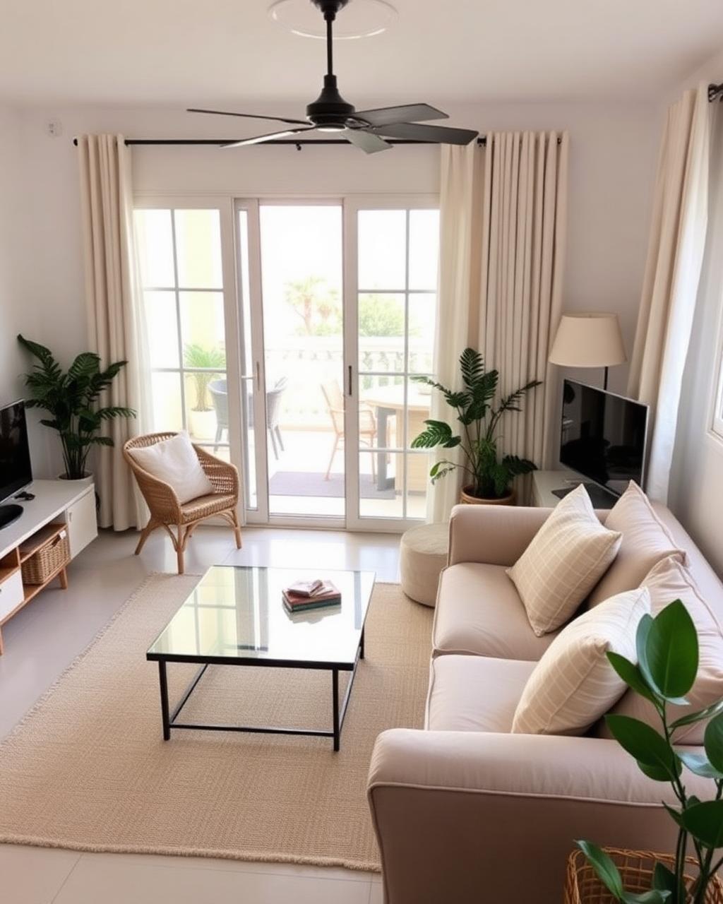 Bright, rental-ready living room styled for short-stay guests